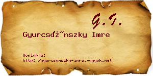 Gyurcsánszky Imre névjegykártya